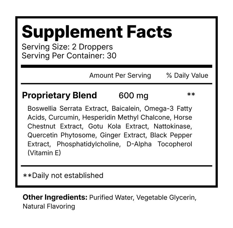 Lymph Tonic supplement facts panel showing complete ingredient list and serving size